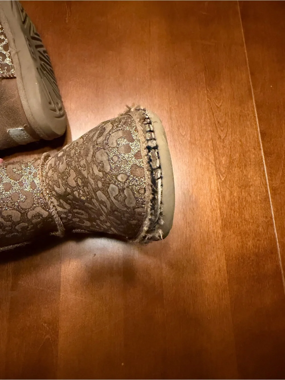 UGG Kids Metallic Brown Patterned Faux-Fur Boots